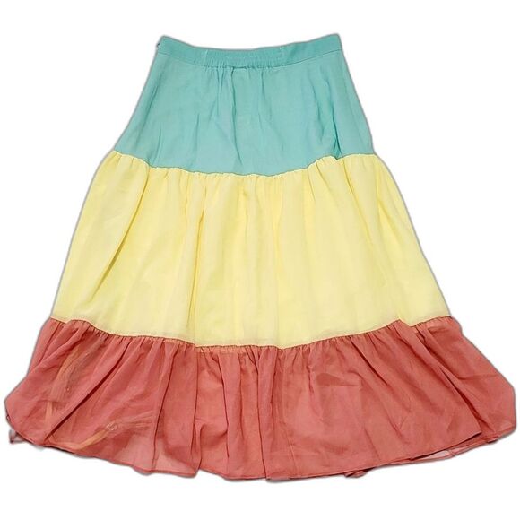 Chicwish M Skirt Love Me More Light Multicolor Block Color Midi Tiered - Picture 6 of 6